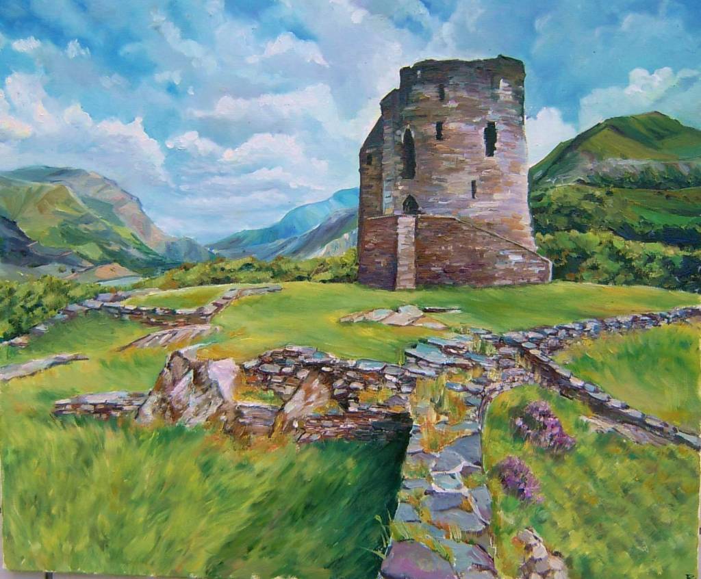 Dolbadarn castle 50x60cm oil paint on canvas by Balla Elena